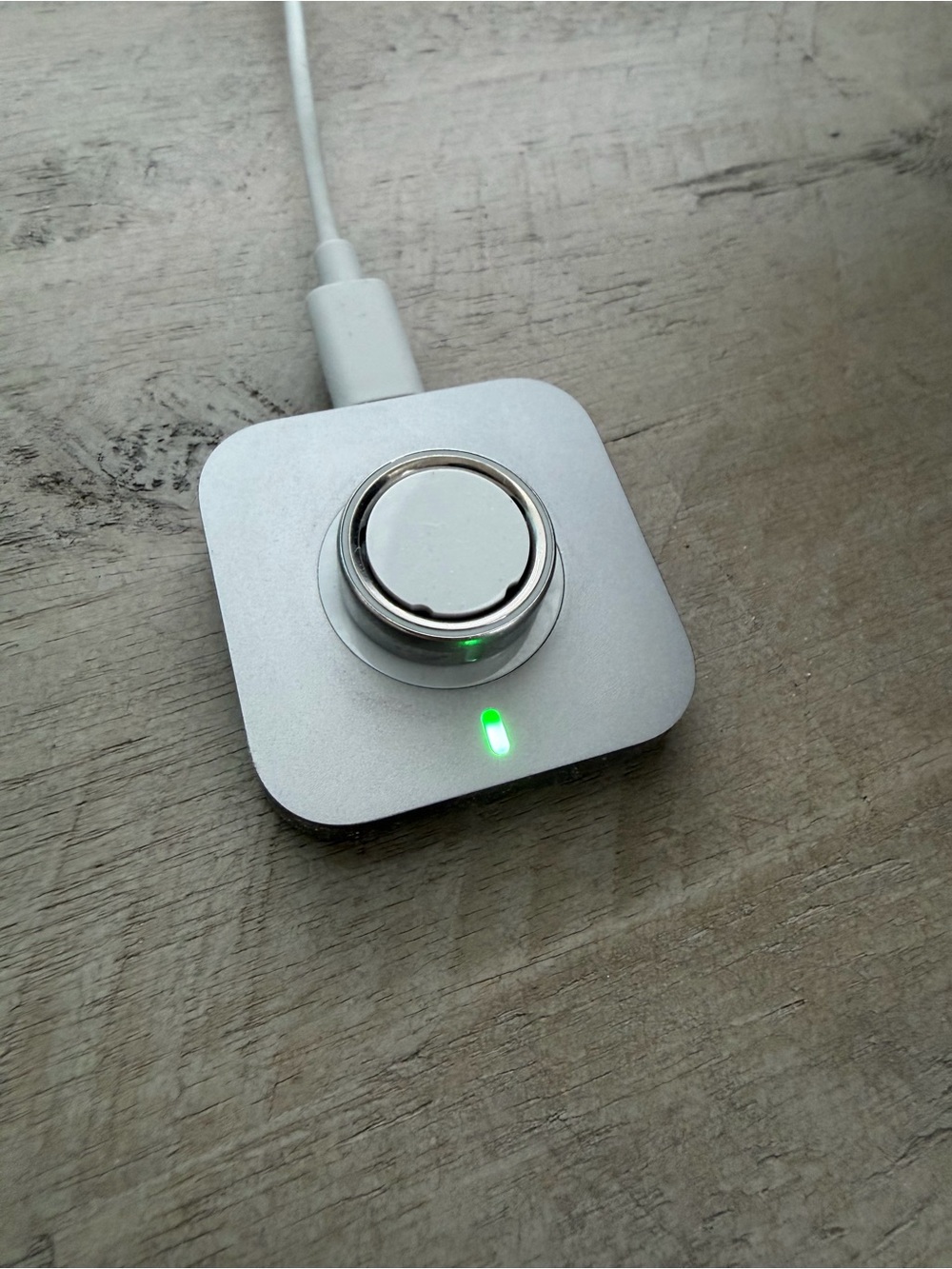 Oura Ring Charger Pad in Silver with Green LED